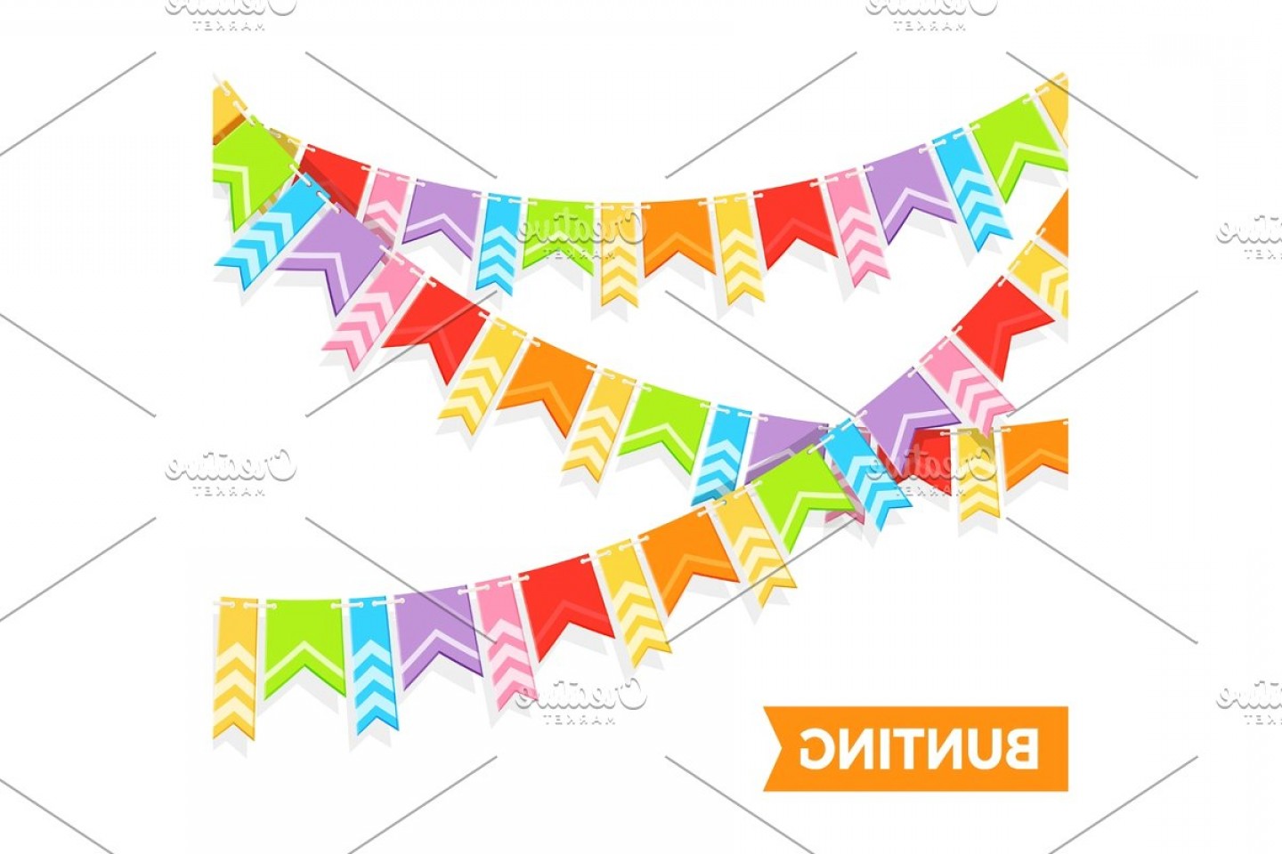 1440x960 Bunting Colorful Flags Vector Illustration Isolated On White