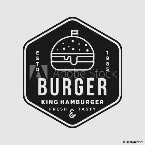 500x500 Vintage Burger King Shop Vector Logo Illustration Emblem
