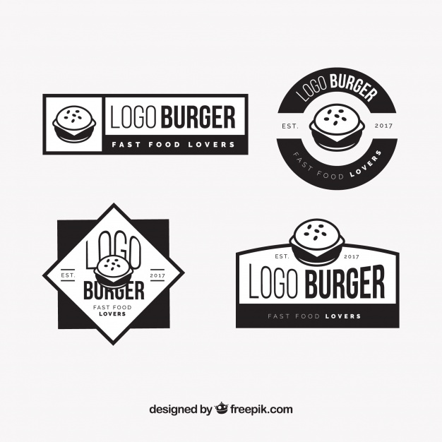 626x626 Assortment Of Black Burger Logos Vector Free Download