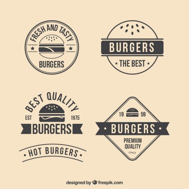 626x626 Retro Burgers Badges Free Vector Burguer Logo Food, Fast Food