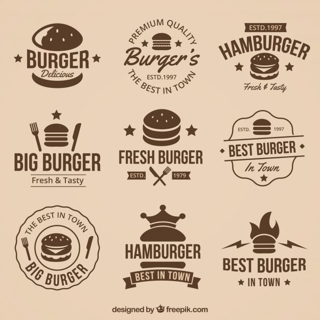 626x626 Vintage Collection Of Great Burger Logos Vector Free Download