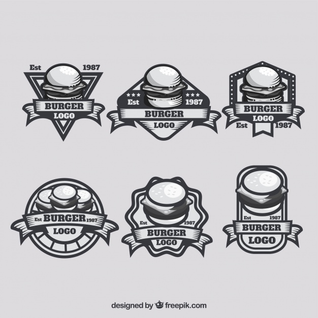 626x626 Vintage Pack Of Burger Logos Vector Free Download
