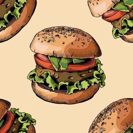539x539 Burger Pattern Seamless Vector Free Download