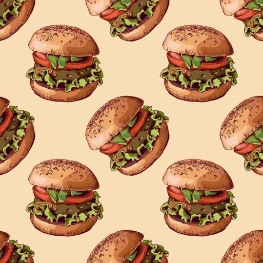 539x539 Burger Pattern Seamless Vector Free Download