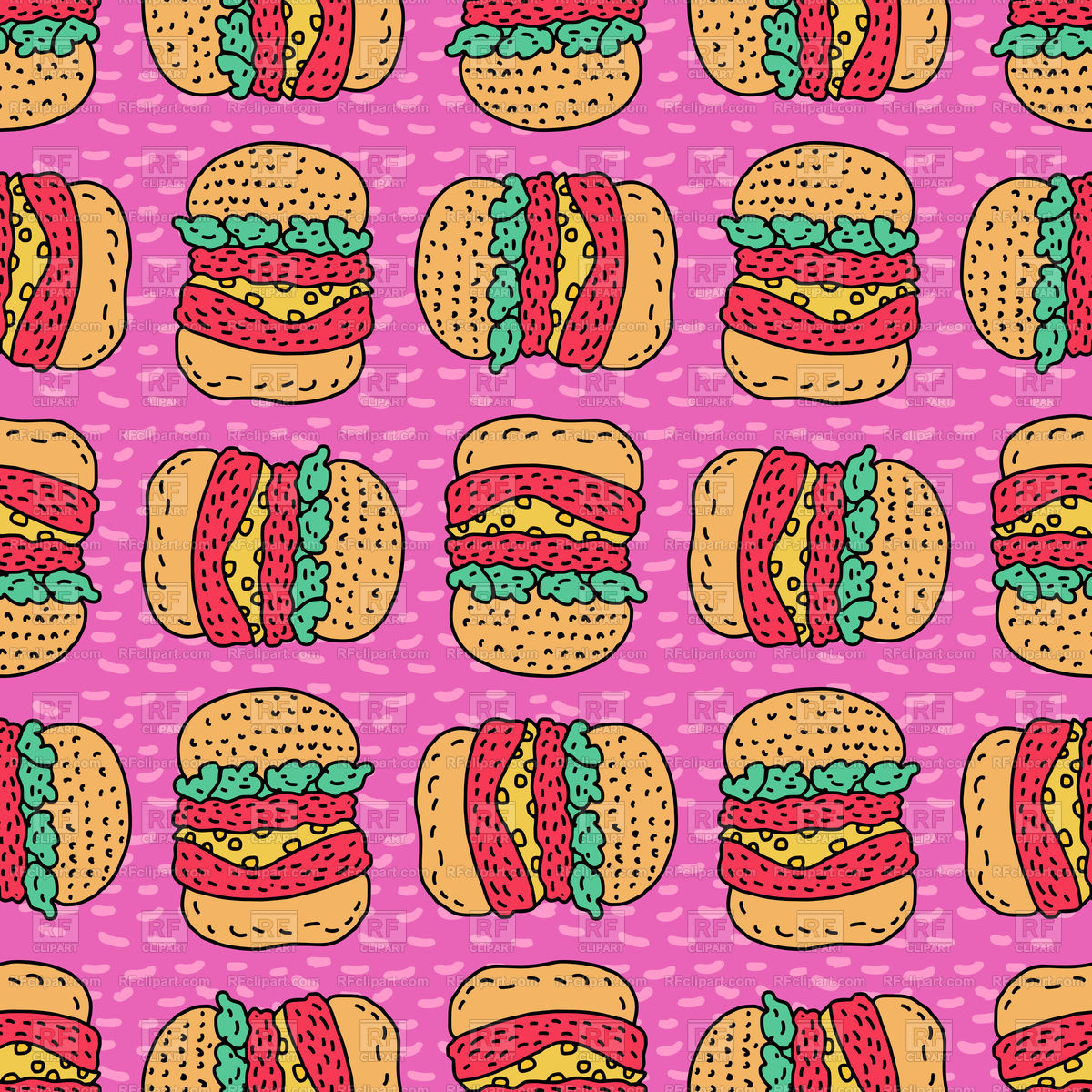 1200x1200 Big Burger Cartoon Style Background Vector Image Of Food