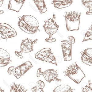 300x300 Photostock Vector Fast Food Vector Seamless Background Menu