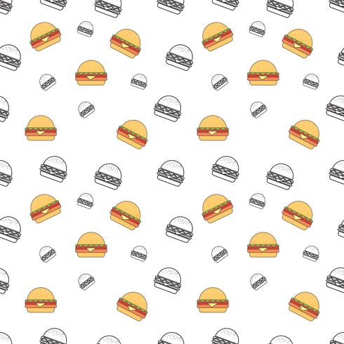 490x490 Seamless Pattern With Burger On A White Background Vector