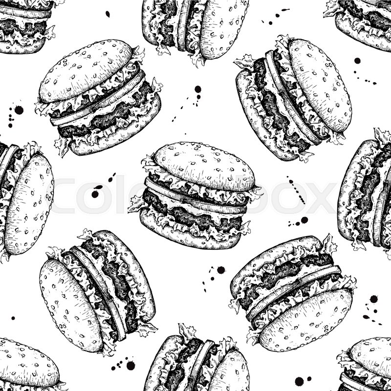 800x800 Vector Seamless Vintage Burger Stock Vector Colourbox