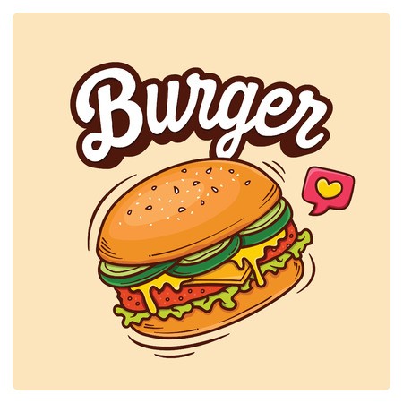 450x450 Hand Drawn Big Burger Vector Doodle Illustration Royalty Free