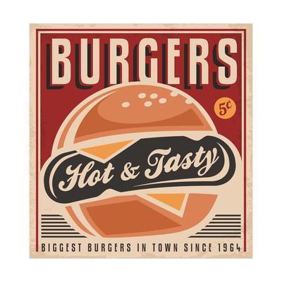 400x400 Retro Burger Vector Sign Design Art Print