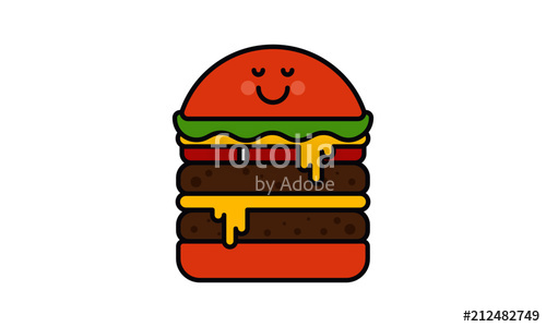 500x300 Smiling Happy Burger Character Burger Vector Illustration Stock