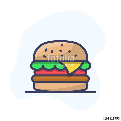 500x500 Burger Vector Icon Fast Food Vector Line Icon Hamburger Outline