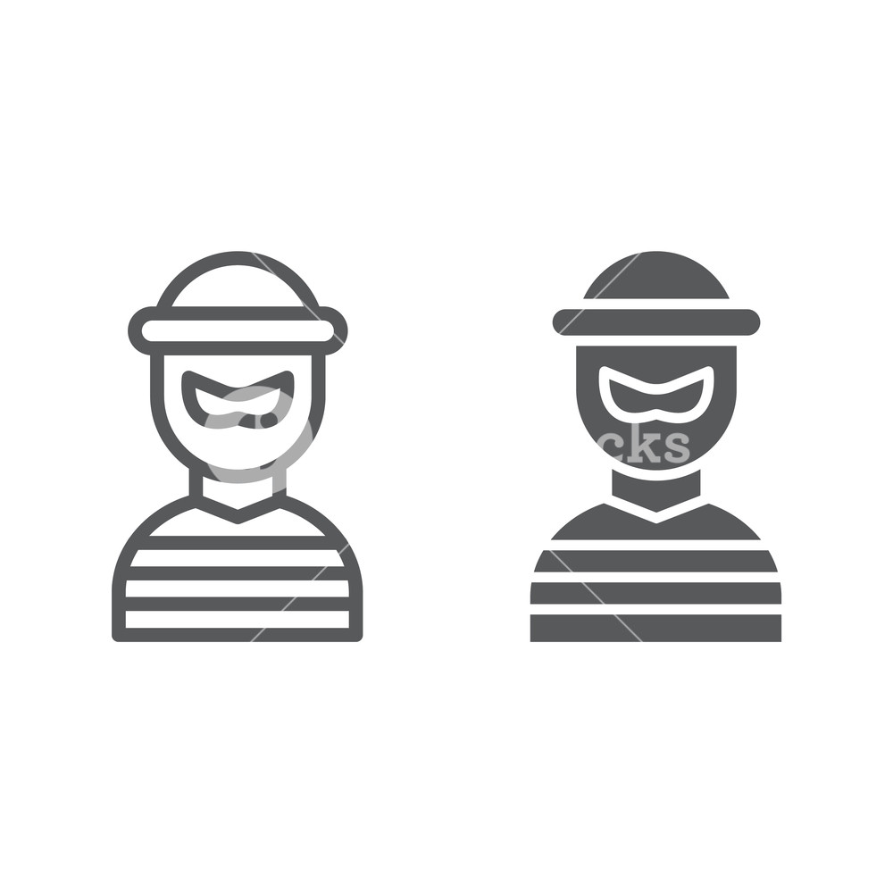 1000x1000 Robber Line And Glyph Icon, Burglar And Criminal, Bandit Sign