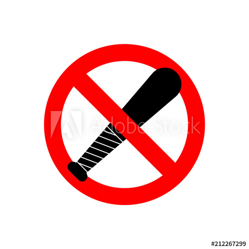 500x500 Stop Baseball Bat No Weapon Robber Red Prohibitory Sign Ban