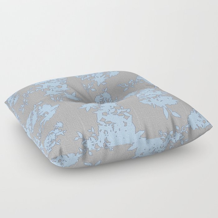 700x700 Pale Blue Floral Pattern On Medium Grey Burlap Texture Vector Art