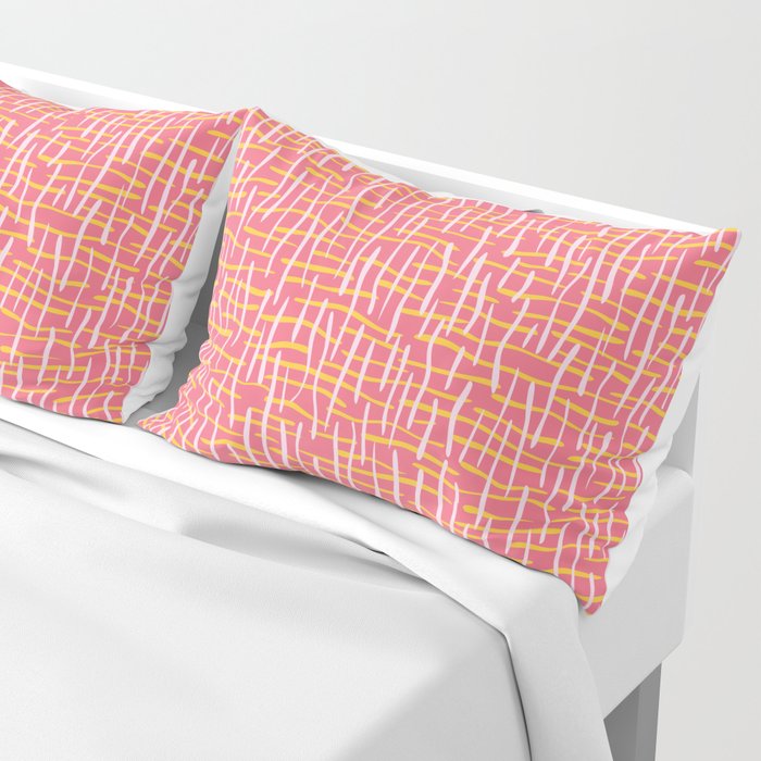 700x700 Pink Woven Burlap Texture Seamless Vector Pattern Pillow Sham