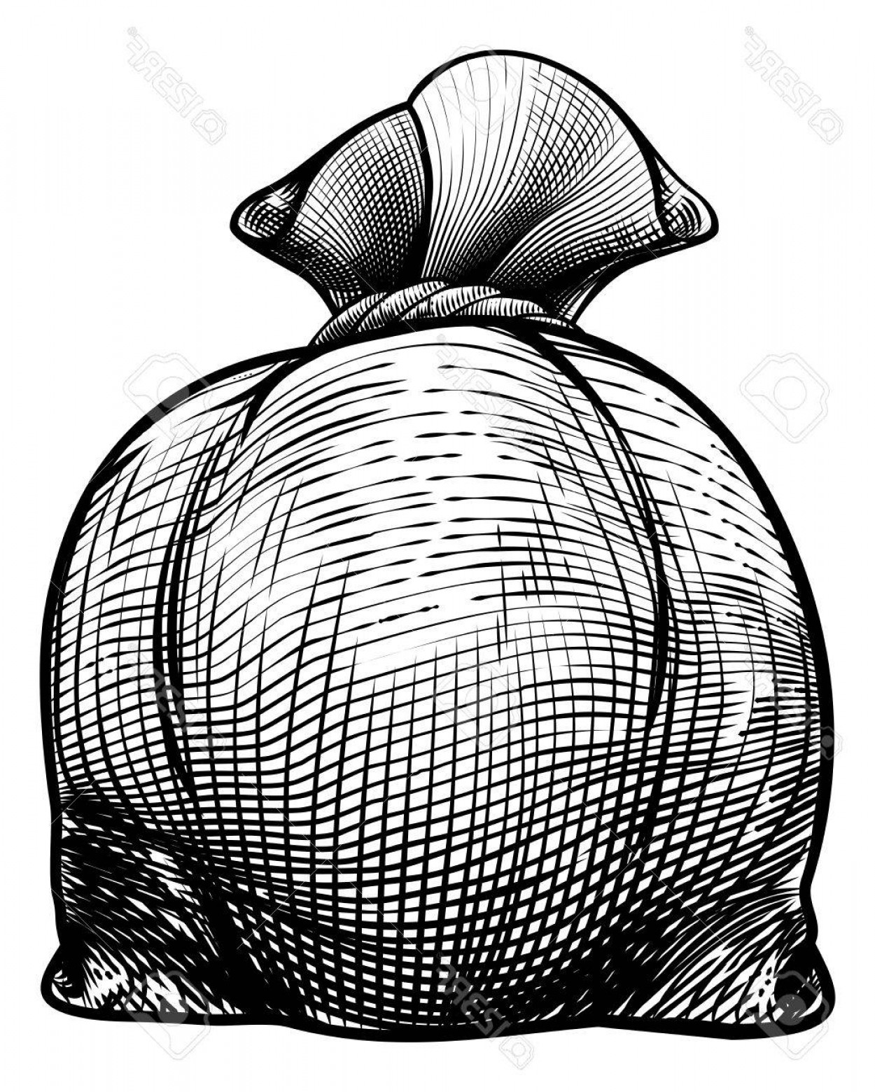 1250x1560 Photostock Vector A Burlap Sack Or Money Bag In An Etched