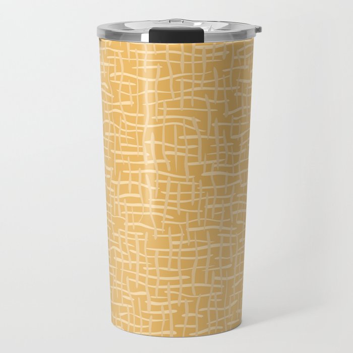 700x700 Woven Burlap Texture Seamless Vector Pattern Yellow Travel Mug
