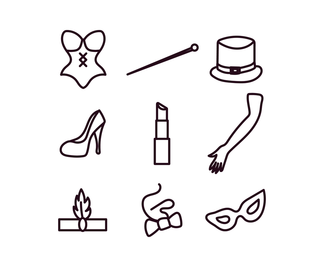 1136x936 Burlesque Stuff Doodled Icons Vector Art Graphics