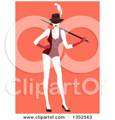 450x470 Clipart Of A Burlesque Dancer Posing Over Orange