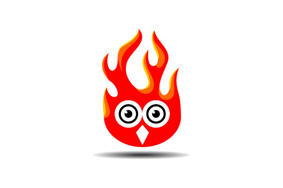 580x386 Owl Fire Burn Vector Logo Graphic