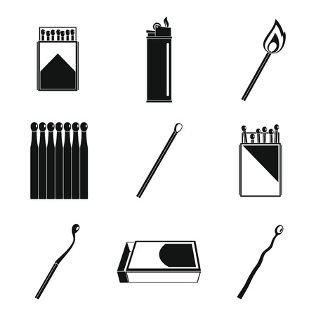 450x450 Safety Match Ignite Burn Icons Set Simple Illustration