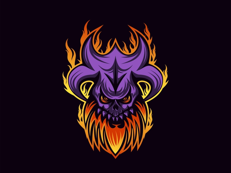 800x600 Skull Monster Fire Burn Vector Illustration