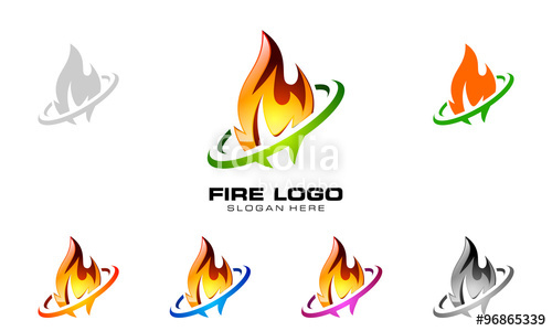 500x300 Fire, Flame, Burn, Vector Logo Design Stock Image And Royalty