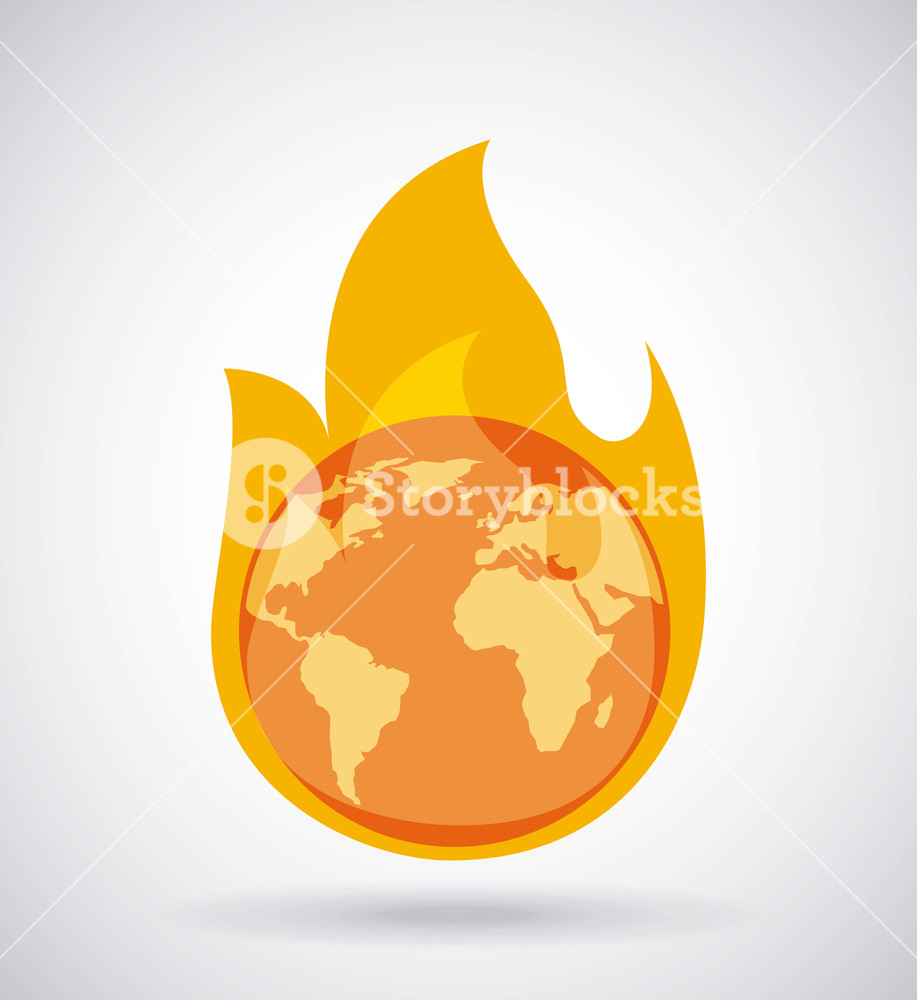 917x1000 Global Earth Burning Fire Climate Change Concept Vector