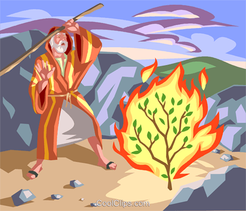 480x412 Moses And The Burning Bush Royalty Free Vector Clip Art