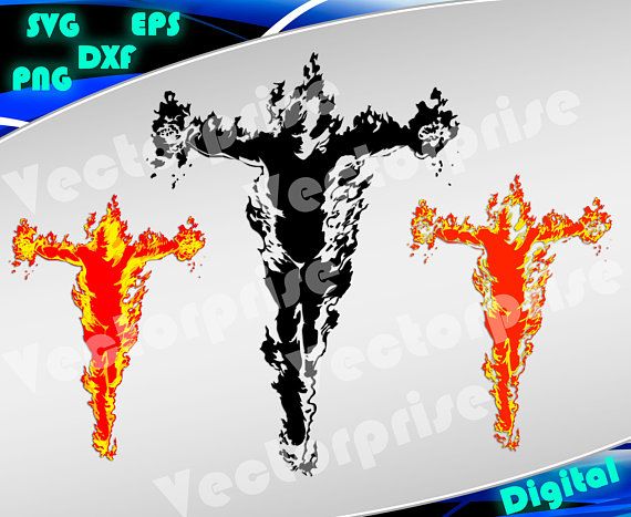 570x467 Fantastic Four Burning Man Superheroes Silhouette