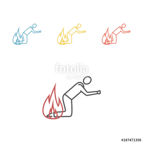 500x500 Fire Evacuation Vector Sign Burning Man Conflagration Icon