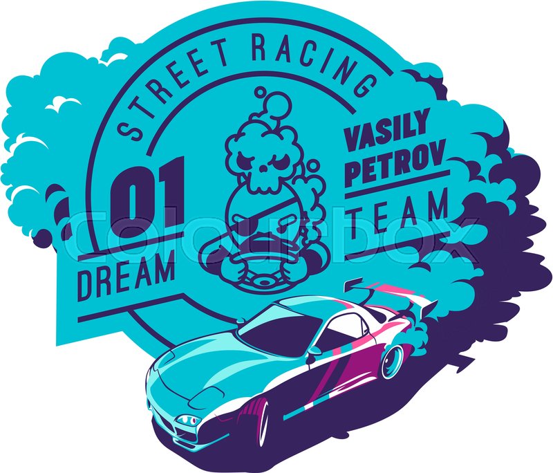 800x684 Burnout Car, Japanese Drift Sport Car, Stock Vector Colourbox