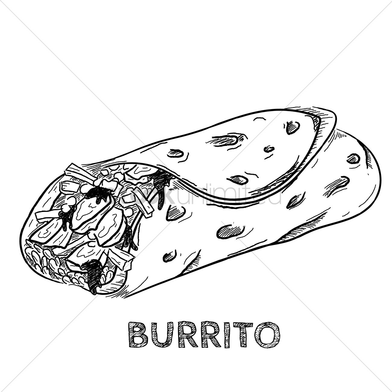 1300x1300 Burrito Vector Image