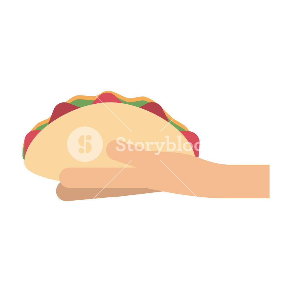 1000x1000 Hand Holding Burrito Vector Illustration Graphic Design Royalty