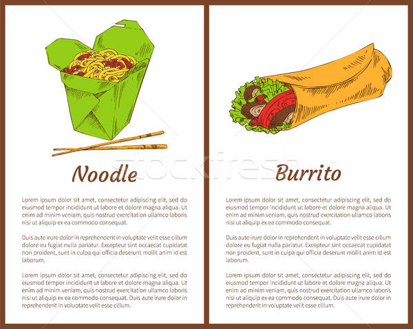 600x478 Noodle And Mexican Burrito Vector Illustration Vector Illustration