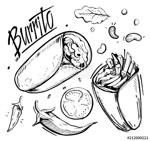 500x469 Sketch Of Burrito Stock Image And Royalty Free Vector