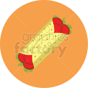 300x300 Burrito Vector Flat Icon Clipart With Circle Background Clipart