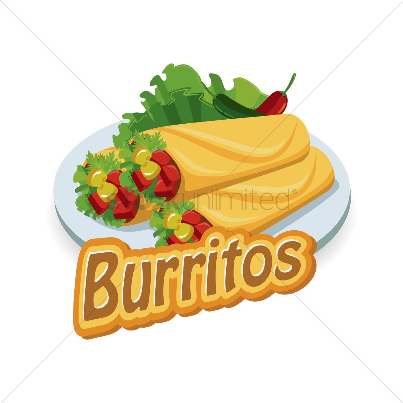 1300x1300 Burritos Vector Image