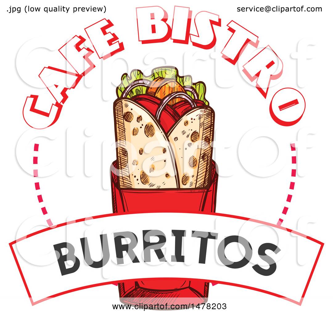 1080x1024 Clipart Of A Sketched Burrito And Text Design