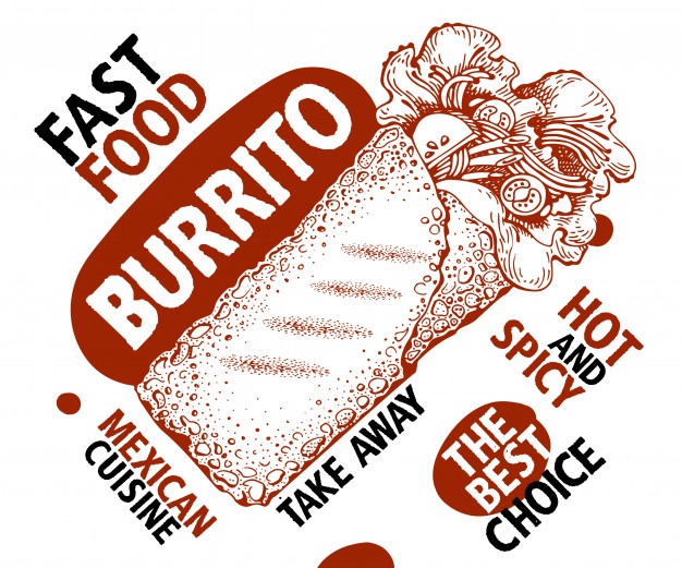 626x521 Mexican Burrito Tortilla Cartoon Illustration Vector Premium