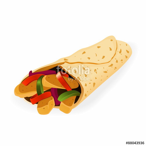 500x500 Mexican Food Fajita Or Burrito Vector Illustration Stock Image