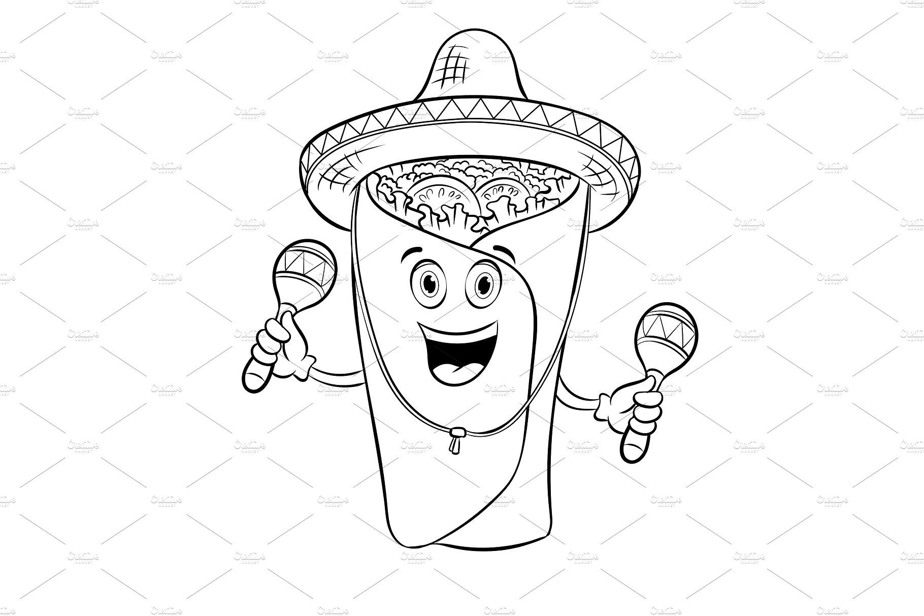 1820x1213 Burrito And Maraca Coloring Book Vector