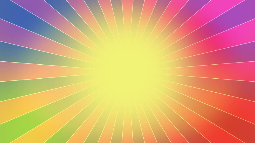 852x480 Rainbow Burst Vector Background, Cartoon Stock Footage Video