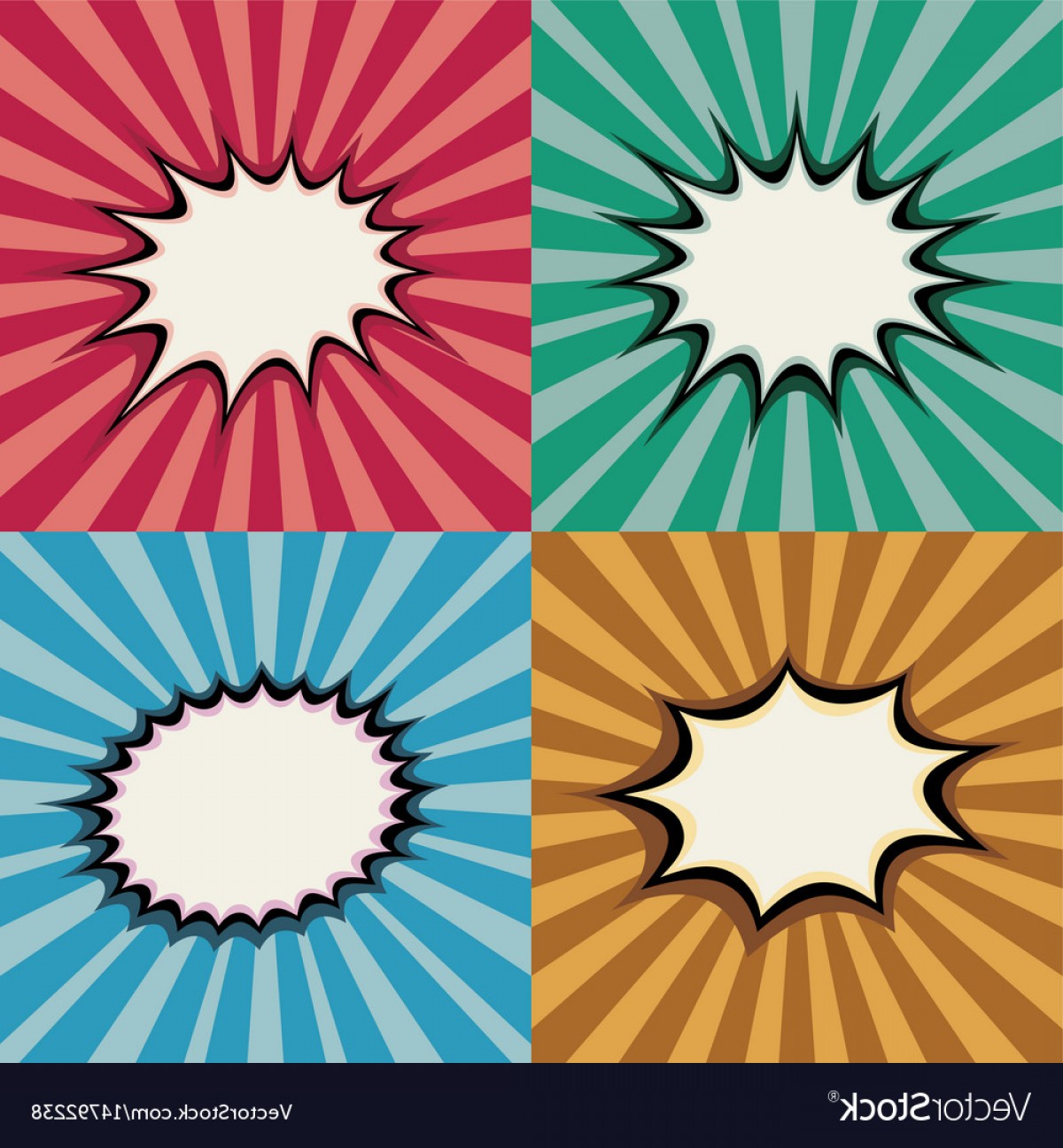 1200x1296 Blank Pop Art Speech Bubbles And Burst Shapes On Vector Handandbeak