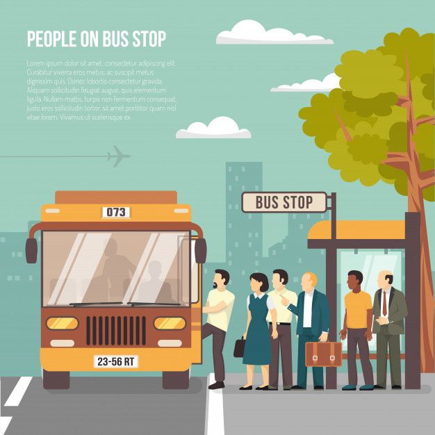 626x626 City Bus Stop Flat Poster Free Vector Banners In Bus Stop