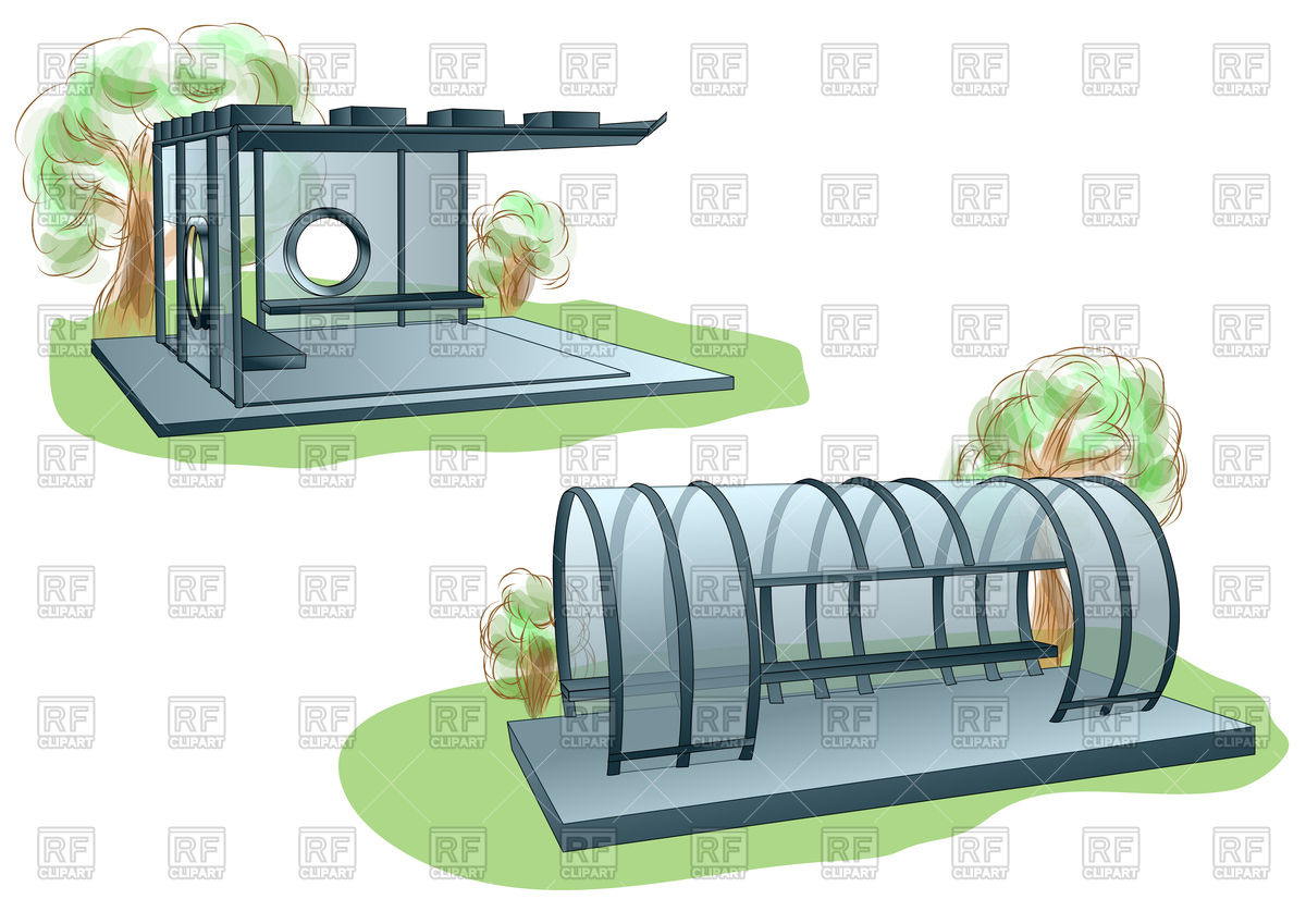 1200x849 Two Glass Bus Stop Vector Image Of Architecture, Buildings
