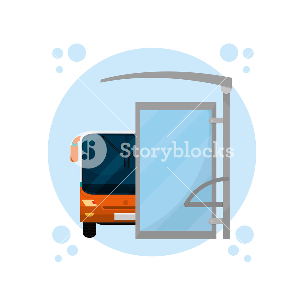 1000x1000 Urban Public Bus In Station Vector Illustration Graphic Design