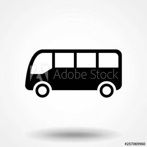 500x500 Bus Icon Symbol Vector On White Background