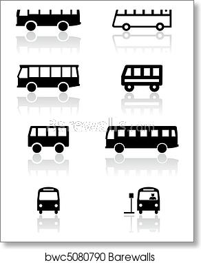 292x382 Bus Or Van Symbol Vector Set, Art Print Barewalls Posters